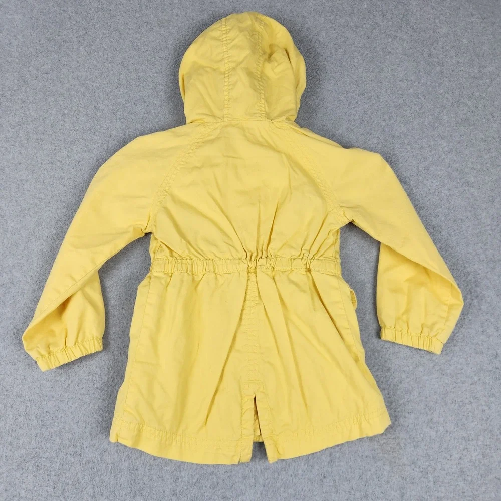 Old Navy Jacket Girls 4T Yellow Utility Hooded Anorak Elastic Waist Full Zip